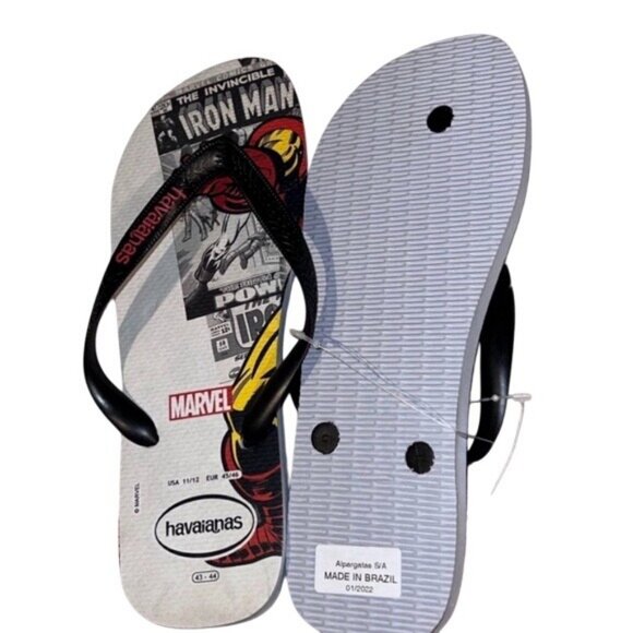 Marvel Iron Man Comic Havaianas Flip Flops Men’s Size 11/12 Summer And Vacation - Picture 5 of 7